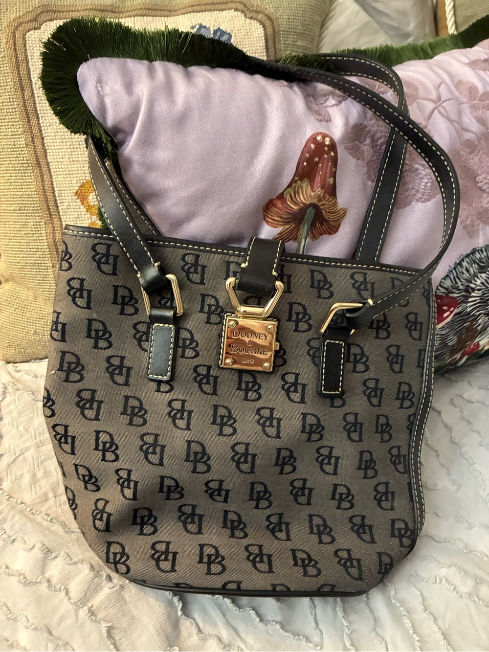 Dooney & Bourke Brown & Black Logo Shoulder Bag